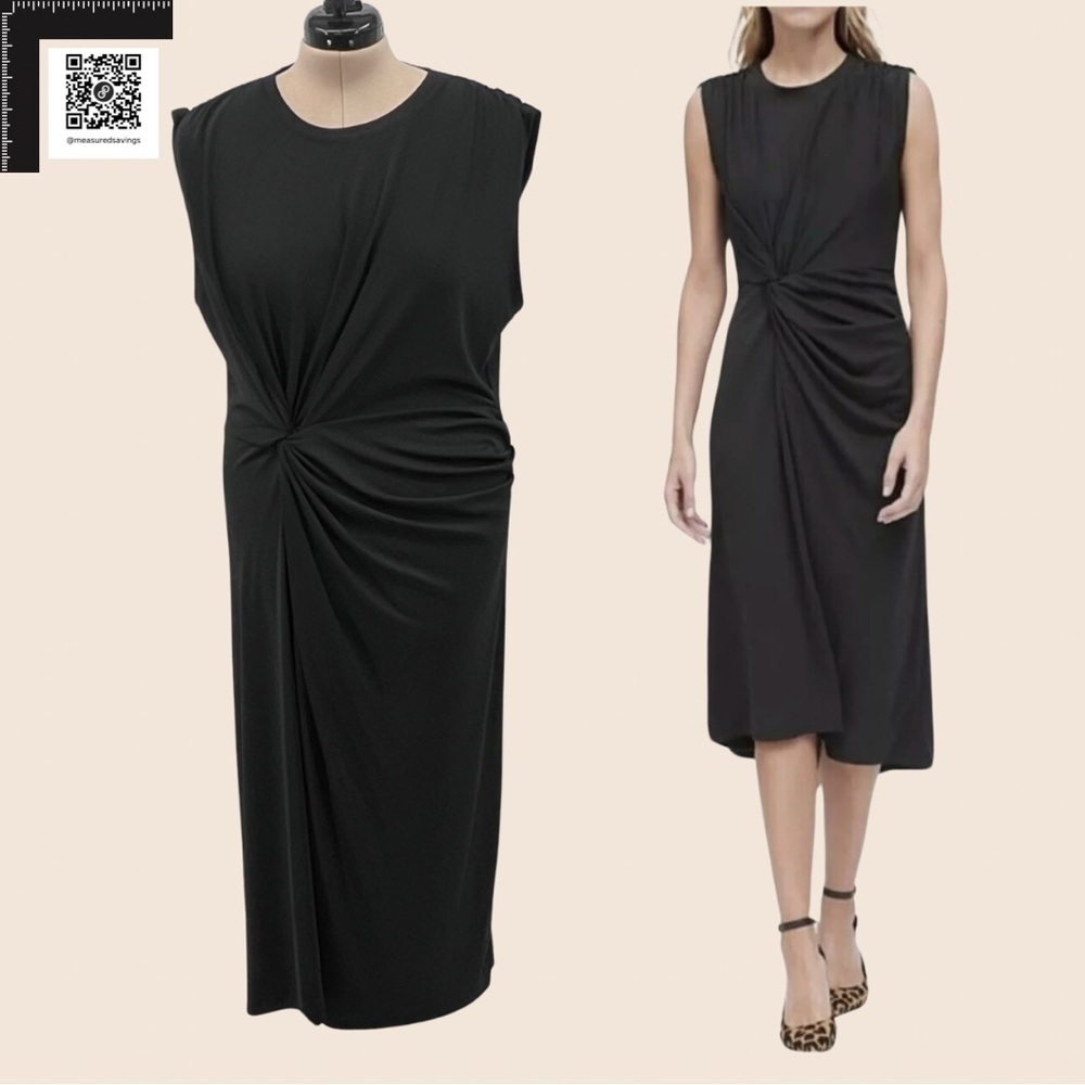 Banana Republic - NWT XL - Black Twist-Front Midi Dress